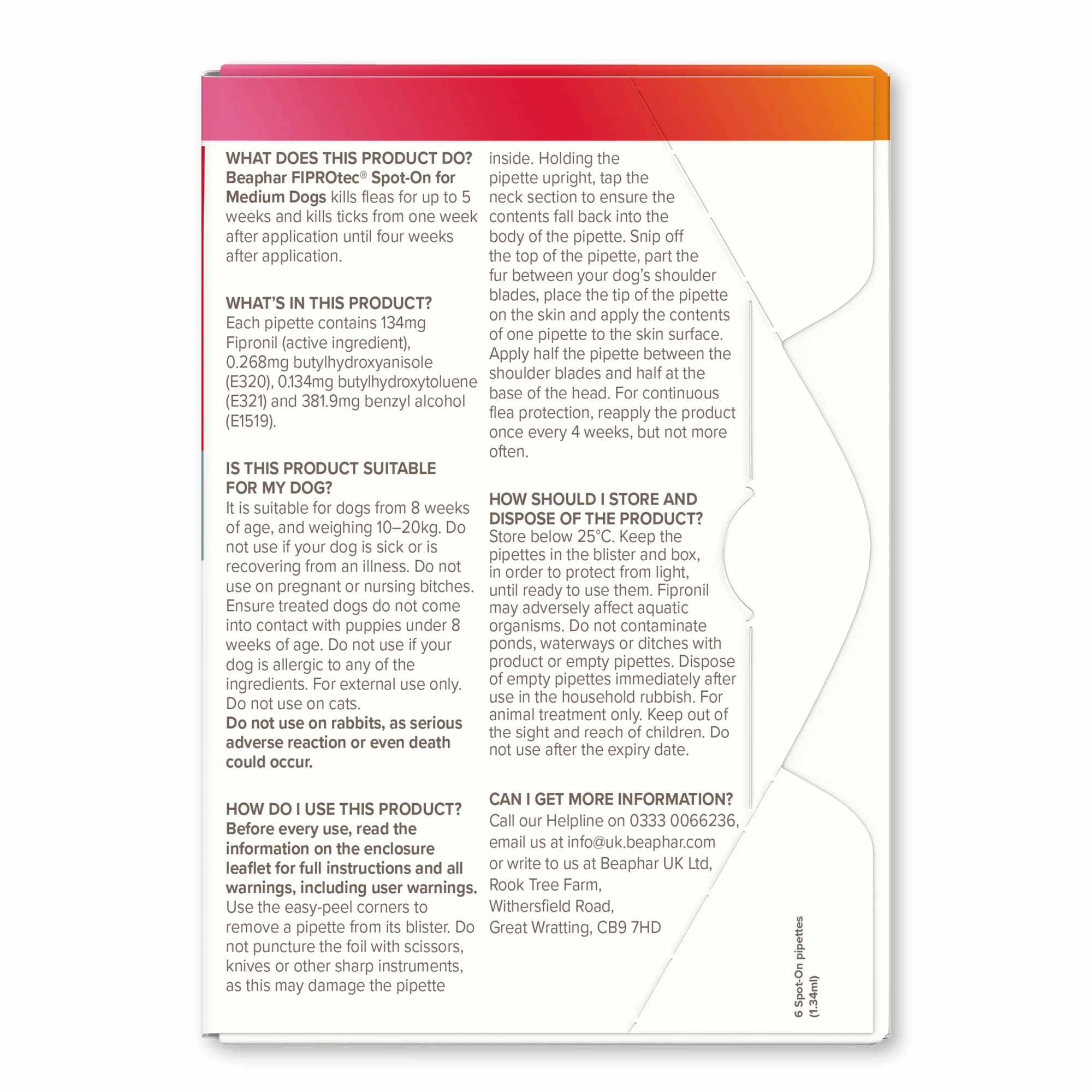 Beaphar Fiprotec Medium Dog 10- 20Kg 6 Treatments - Image 3