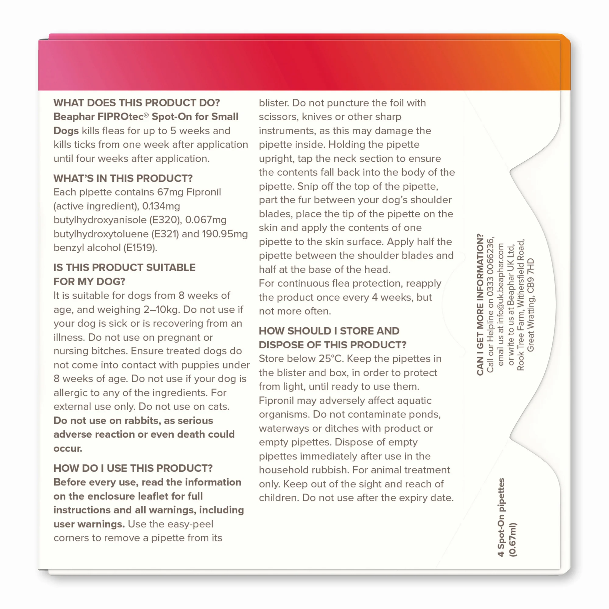 Beaphar Fiprotec Small Dog 2-10Kg 4 Treatment - Image 5