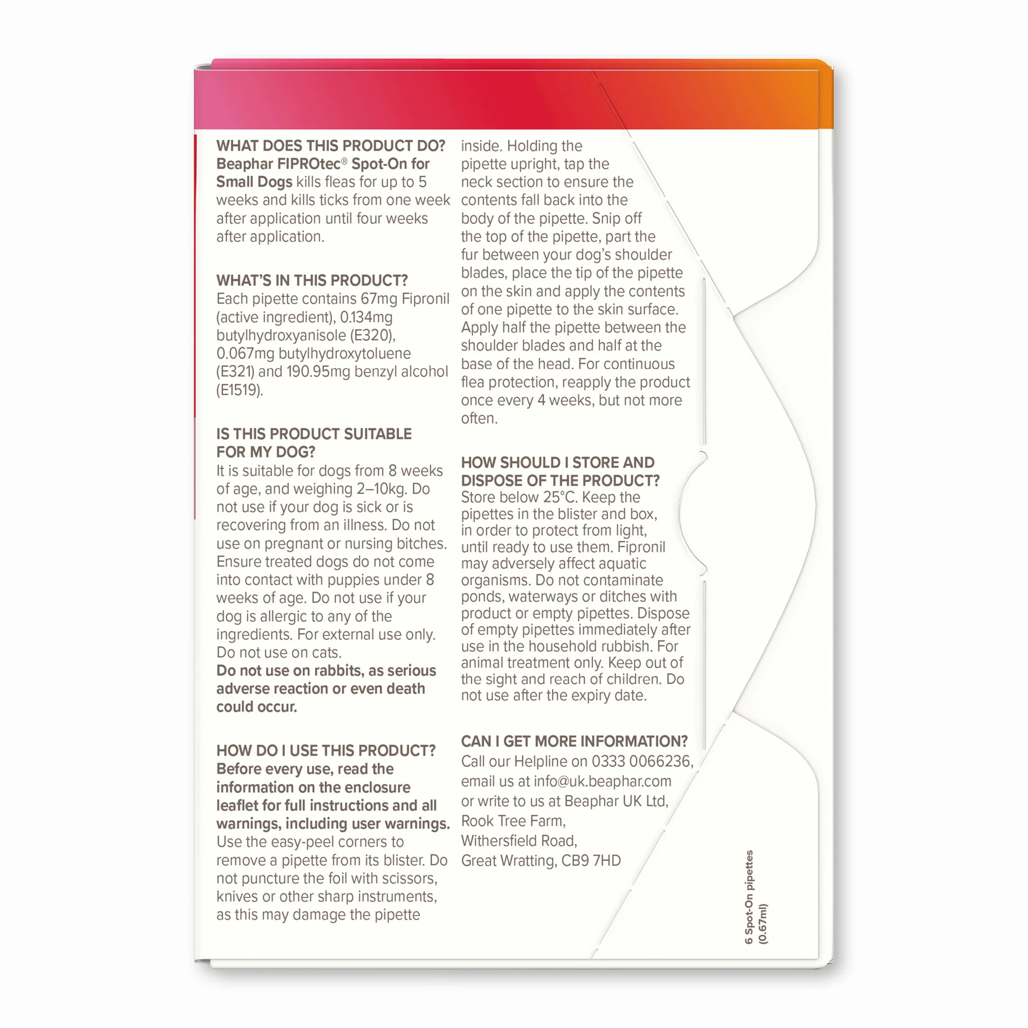 Beaphar Fiprotec Small Dog 2-10Kg 6 Treatment - Image 3