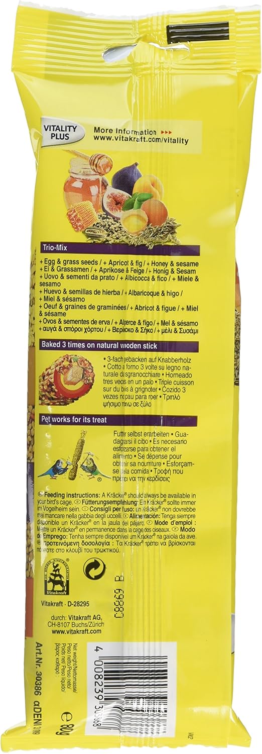 Vitakraft Trio Mix Budgie Kracker Sticks Egg Apricot & Honey Triple Pack - Image 8